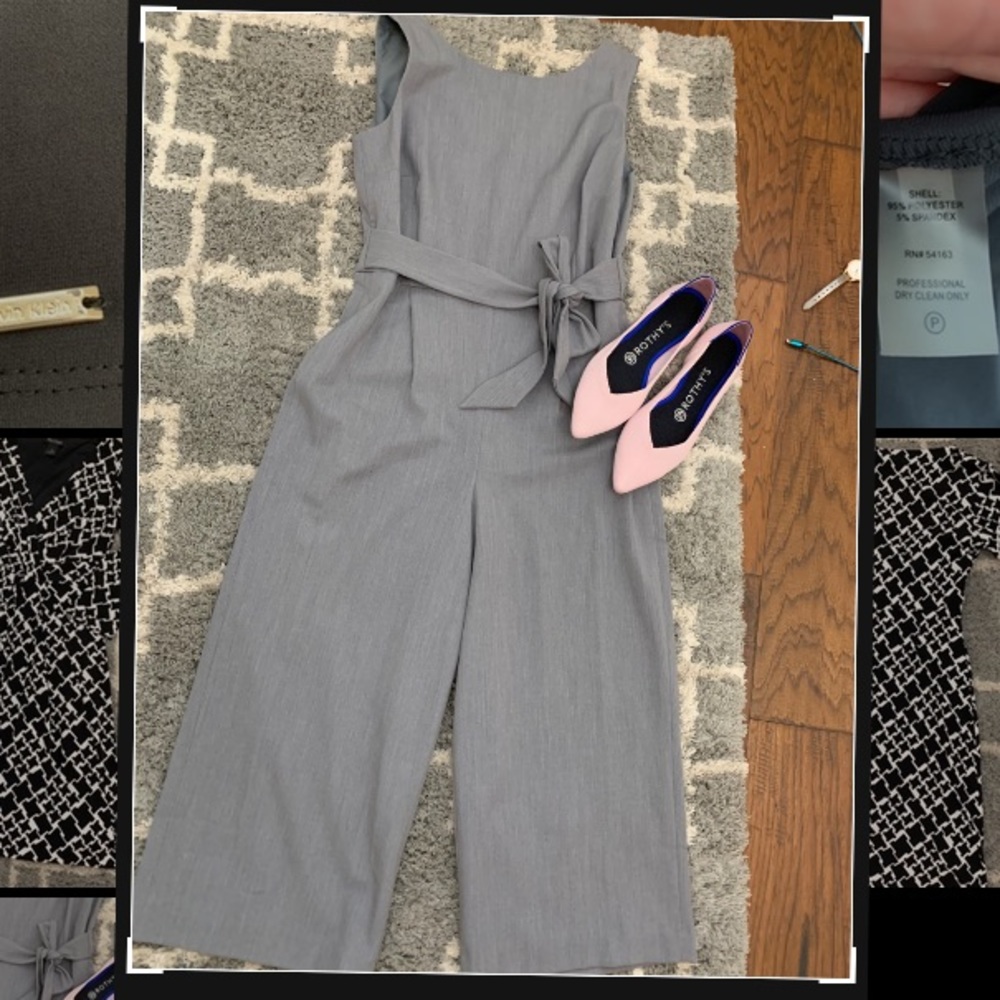 LOFT Silver Cropped Flare Jumpsuit🌸